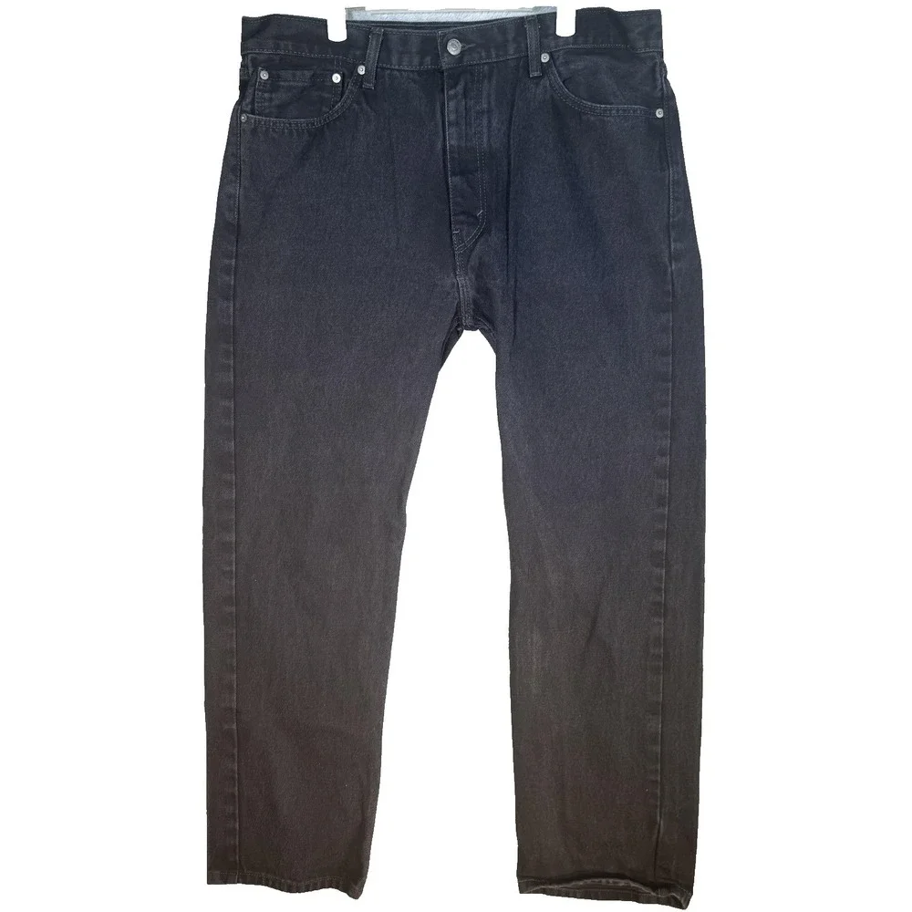 Levis 505 Jeans Mens 38x32 Black Regular Fit Straight Leg Denim Zip Fly